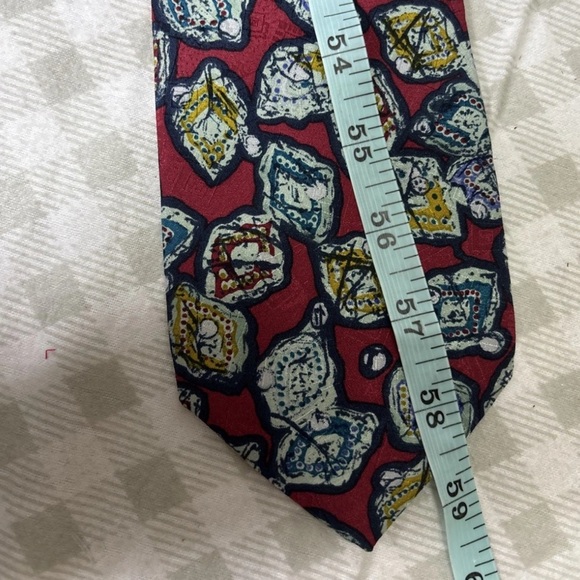 Tino Cosma 100% Italian Silk Necktie Red And Blue Pattern - Picture 5 of 5